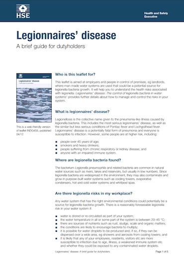 Legionnaires Diseases fact sheet thumbnail image.